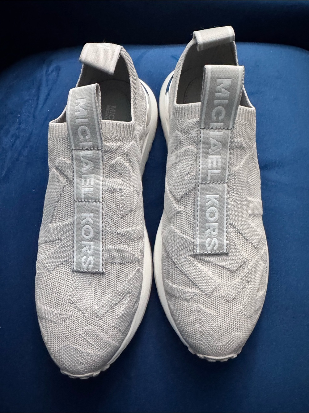 Michael Kors Light Gray Slip-On Knit Sneakers